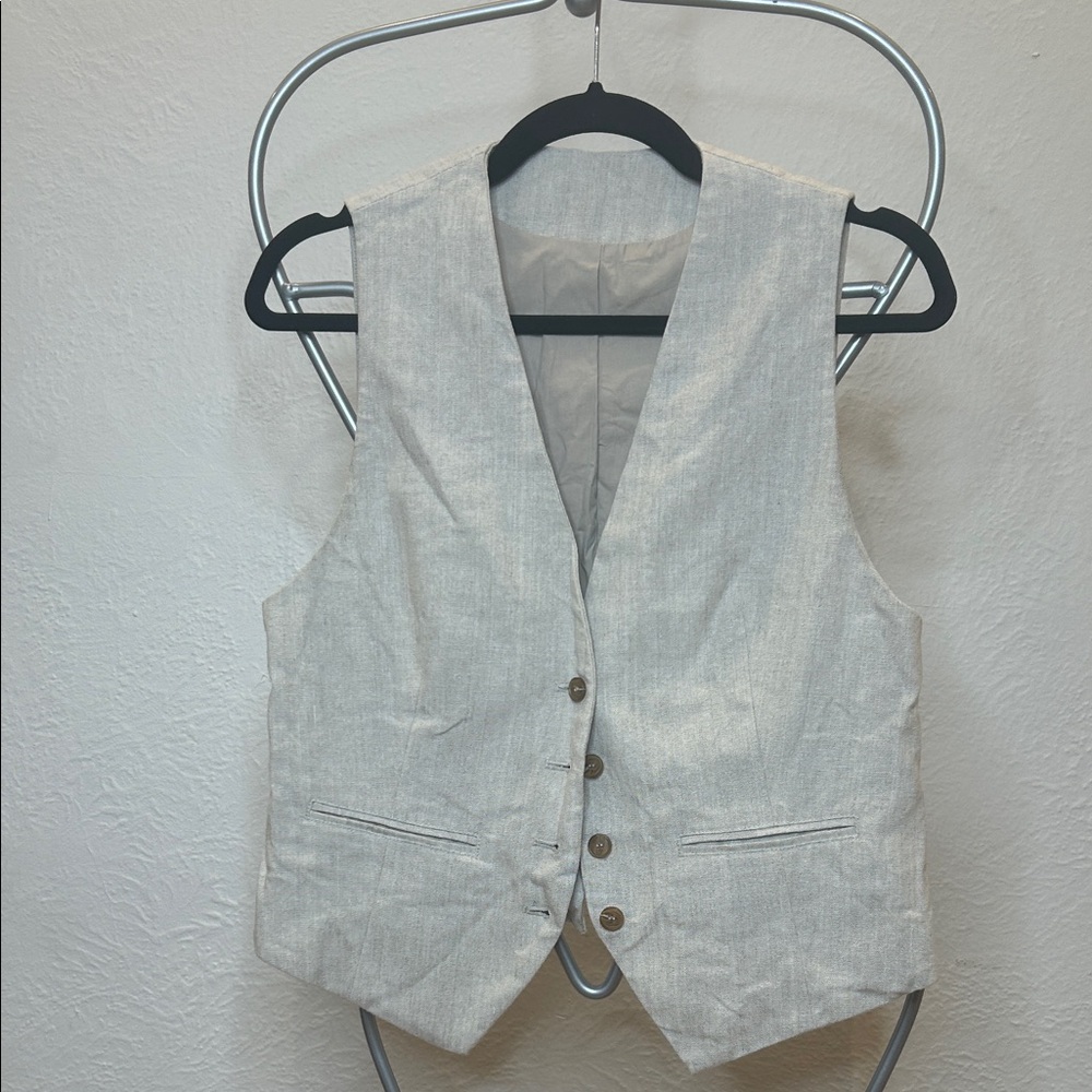 Linen and cotton-blend vest